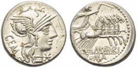 M. Aburius M.f. Geminus, Denarius, Rome, 132 BC