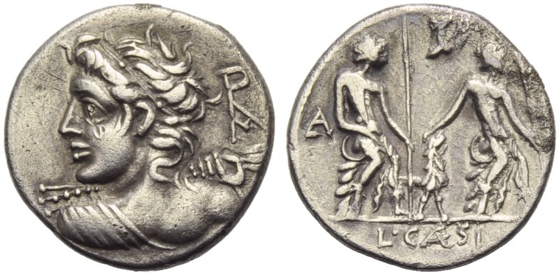 L. Caesius, Denarius, Rome, 112 or 111 BC; AR (g 3,83; mm 20; h 10); Togate bust...