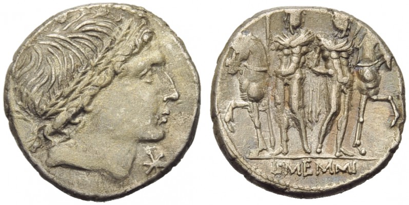 L. Memmius, Denarius, Rome, 109 or 108 BC; AR (g 3,76; mm 18; h 7); Young male h...