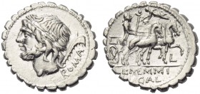 L. Memmius Gal(eria tribu), Denarius serratus, Rome, 106 BC