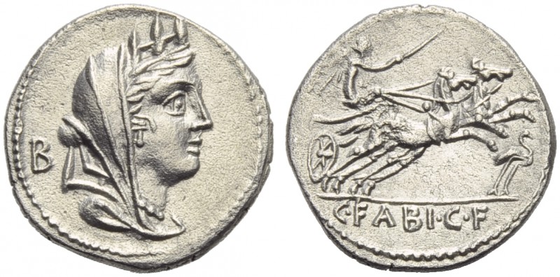 C. Fabius C.f. Hadrianus, Denarius, Rome, 102 BC; AR (g 3,87; mm 20; h 9); Veile...