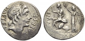 L. Caecilius Metellus, C. Poblicius Malleolus and A. Postumius Sp.f. Albinus, Denarius, Rome, 96 BC (?)