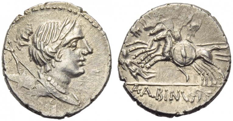 A. Postumius Sp.f. Albinus, Denarius, Rome, 96 BC (?); AR (g 3,82; mm 19; h 6); ...