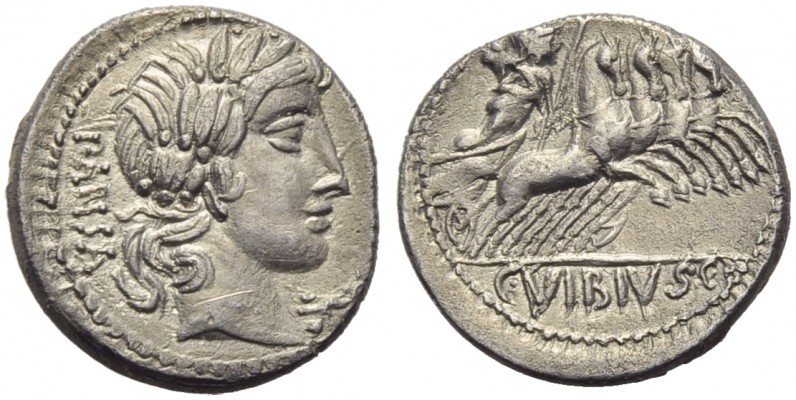 C. Vibius C.f. Pansa, Denarius, Rome, 90 BC; AR (g 3,61; mm 18; h 9); Laureate h...