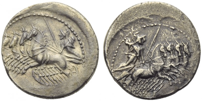 C. Vibius C.f. Pansa, Denarius, Rome, 90 BC; AR (g 3,73; mm 19; h 7); Minerva in...