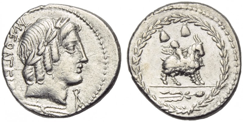 Mn. Fonteius C.f., Denarius, Rome, 85 BC; AR (g 3,92; mm 19; h 3); Laureate head...
