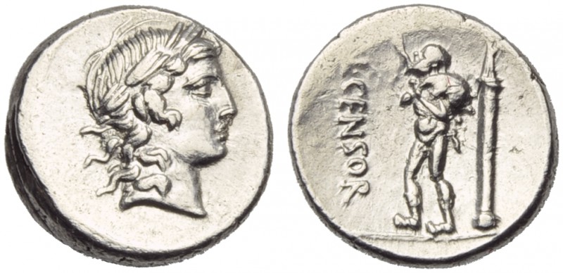L. Marcius Censorinus, Denarius, Rome, 82 BC; AR (g 4,09; mm 17; h 4); Laureated...