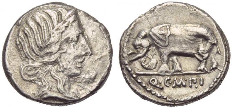Q. Caecilius Metellus Pius, Denarius, North Italy, 81 BC; AR (g 3,69; mm 18; h 6...