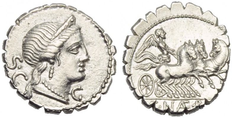 C. Naevius Balbus, Denarius serratus, Rome, 79 BC; AR (g 3,99; mm 19; h 8); Diad...