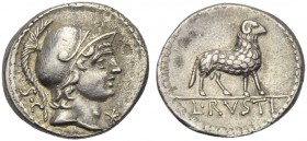 L. Rustius, Denarius, Rome, 76 BC