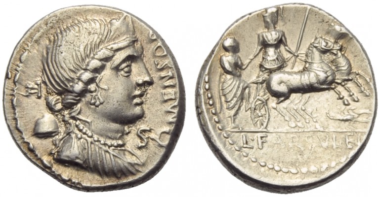 L. Farsuleius Mensor, Denarius, Rome, 75 BC; AR (g 3,93; mm 18; h 6); Diademed a...