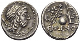 Cn. Cornelius Lentulus, Denarius, Spanish mint (?), 76-75 BC