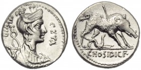 C. Hosidius C.f. Geta, Denarius, Rome, 68 BC