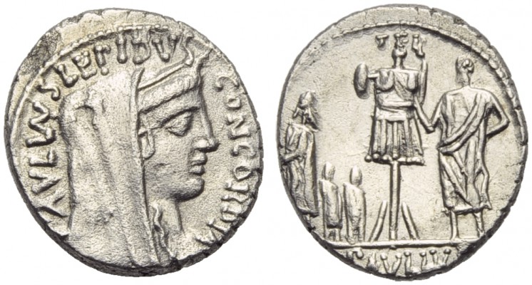 L. Aemilius Lepidus Paullus, Denarius, Rome, 62 BC; AR (g 3,86; mm 17; h 7); [P]...