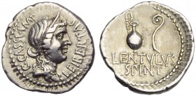 C. Cassius Longinus with P. Cornelius Lentulus Spinther, Denarius, Mint moving with Brutus and Cassius, 43-42 BC
