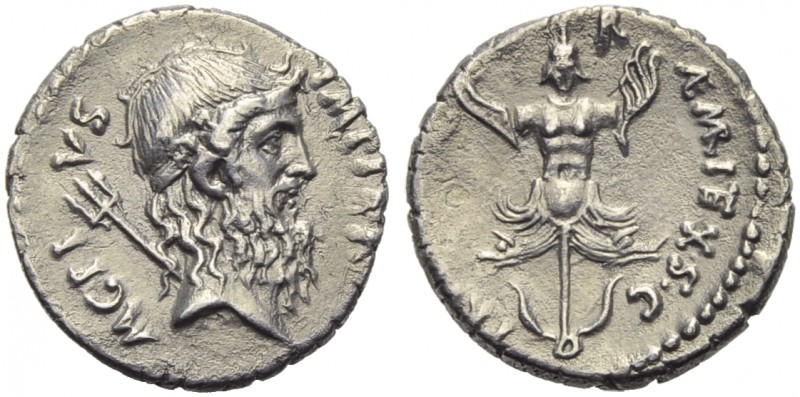 Sextus Pompeius Magnus Pius, Denarius, Sicily, 42-40 BC; AR (g 3,53; mm 19; h 9)...