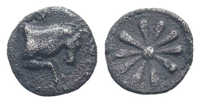 AEOLIS. Kyme.Circa 350-250 BC.AR Obol. Fore part horse right / rosette.SNG Copen...