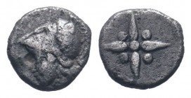 ASIA MINOR. Uncertain. 5th century BC.AR Hemiobol .Head of Athena left, wearing corinthian helmet / Star within incuse square.Unpubleshed.Very fine.Ex...