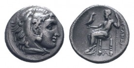 KINGS of MACEDON. Alexander III.The Great.336-323 BC.Sardes mint. AR Drachm. Head of Herakles right, wearing lion's skin / Zeus Aetophoros seated left...