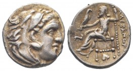 KINGS of MACEDON. Alexander III The Great.336-323 BC. AR Drachm. Abydus mint. Head of Heracles right, wearing lion skin headdress, paws tied before ne...