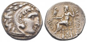 KINGS of THRACE.Lysimachos.323-281 BC. AR Drachm. In the names and types of Alexander III The Great. Kolophon mint. Head of Herakles right, wearing li...