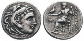 KINGS of MACEDON. Alexander III. The Great.336-323 BC.AR Drachm. Miletos mint. Head of Herakles to right, wearing lion skin headdress / AΛEΞANΔPOY, Ze...