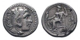 KINGS of MACEDON. Philip III Arrhidaios. 323-317 BC. AR Drachm. In the name of Alexander III. Kolophon mint. Struck under Menander or Kleitos. Head of...