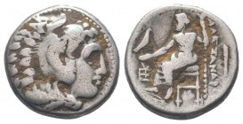 KINGS of MACEDON. Alexander III 'the Great'. 336-323 BC. AR Drachm . Sardes mint. Struck under Menander. Head of Herakles right, wearing lion skin / A...