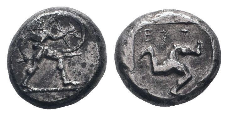 PAMPHYLIA. Aspendos. Circa 465-430 BC. AR Stater. Warrior advancing right, holdi...