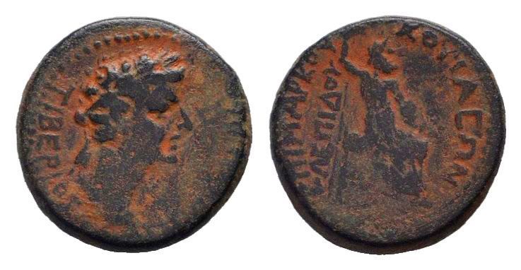 PHRYGIA. Cotiaeum. Tiberius, 14-37 AD.AE Bronze. ΤΙΒΕΡΙΟΣ ΣΕΒΑΣΤΟΣ, Laureate hea...