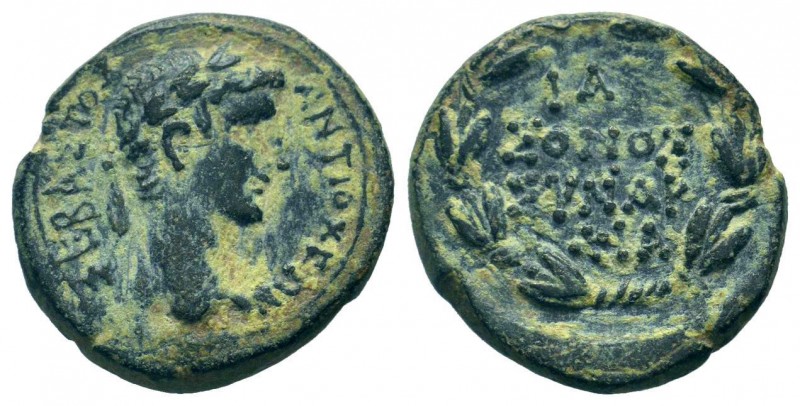 CARIA.Antiocheia ad Maeander .	Augustus.ΣΕΒΑΣΤΟΣ ΑΝΤΙΟΧΕΩΝ, laureate head of Aug...