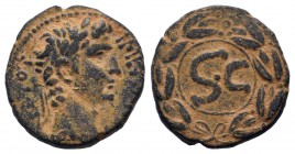SYRIA. Seleucis and Pieria. Antioch. Augustus, 27 BC-AD 14. AE Bronze. AVGVST TR POT Bare head of Augustus to right / S C, within large wreath. McAlee...