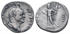 VESPASIAN.69- 79 AD.Rome mint.AR Denarius.IMP CAESAR VESPASIANVS AVG, laureate head right. Rev. COS VIII, Mars standing left, holding spear and trophy...