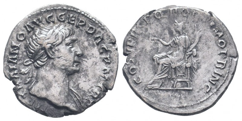 TRAJAN.98-117 AD.Rome mint.AR Denarius.IMP TRAIANO AVG GEP DAC PM TRP, laureate ...