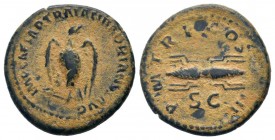 HADRIAN.117-138 AD.Rome mint. AE Quadrans.IMP CAESAR TRAIAN HADRIANVS AVG, Eagle standing right, head left, wings spread / P M TR P COS III S - C, Thu...