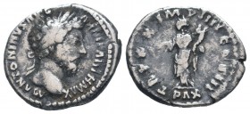 MARCUS AURELIUS.161-180 AD.Rome mint.AR Denarius.M ANTONINVS AVG ARM PARTH MAX, Laureate head right / TR P XX IMP IIII COS III / PAX, Pax standing lef...