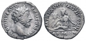 MARCUS AURELIUS.161-180 AD.Rome mint.AR Denarius.ANTONINVS AVG ARMENIACVS, laureate head of Marcus Aurelius right / PM TR P XVIII IMP II COS III ARMEN...