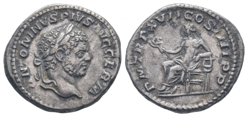 CARACALLA.198-217 AD.Rome mint.AR Denarius.ANTONINVS PIVS AVG GERM, Laureate hea...