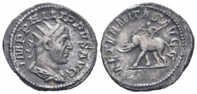 PHILIP I.247-249 AD.Rome mint.AR Antoninianus.IMP PHILIPPVS AVG, radiate draped and cuirassed bust right / AETERNITAS AVGG, Elephant walking left guid...
