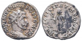 PHILIP I.244-249 AD.Rome mint.AR Antoninianus. Antioch mint. IMP C M IVL PHILIPPVS P F AVG P M, radiate, draped and cuirassed / SPES FELICITATIS ORBIS...