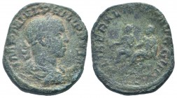 PHILIP II.247-249 AD.Rome mint.AE Sestertius. IMP M IVL PHILIPPVS AVG Laureate, draped and cuirassed bust of Philip II, right / SAECVLARES AVGG III / ...