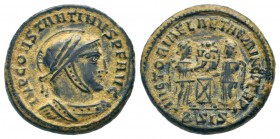 CONSTANTINE I.307/310-337 AD.AE Follis.IMP CONSTANTINVS P F AVG, Bust of Constantine I, laureate, helmeted, cuirassed, right / VICTORIAE LAETAE PRINC ...