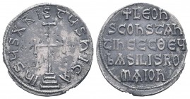 LEO V and CONSTANTINE . 813-820 AD . Constantinople mint.AR Miliaresion. IhSUS XRISTUS nICA, cross potent on three steps single or triple border / +LE...