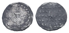 JOHN I ZIMISCES.969-976 AD.Constantinople mint.AR Miliaresion.IҺSЧS XRISTЧS ҺICA; Cross crosslet set on globus above two steps; in central medallion, ...