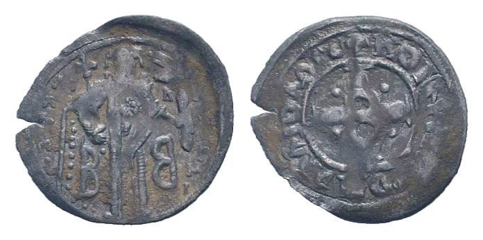 ANDRONICUS II. 1282-1328 AD. Constantinople mint.BI Tornese. Andronicus standing...