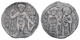 ANDRONICUS III PALAEOLOGUS.1328-1341 AD.AR Half-Basilicon. Constantinople mint.OAΓIOC – ΔHMHTΡI, St. Demetrios, nimbate, standing facing, holding spea...