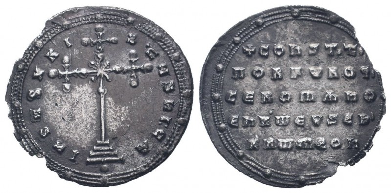 CONSTANTINE VII and ROMANUS I.945-959 AD.Constantinople mint.AR Miliaresion.IhSV...
