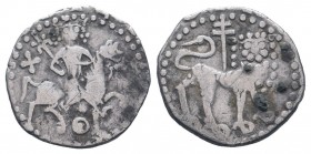 CILICIAN ARMENIA.Levon II.1270-1289 AD.AR Half Tram.Levon, with head facing and holding lis-tipped sceptre, on horse prancing right; star to left, cre...
