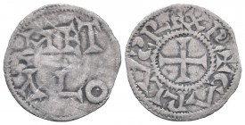 FRANCE Carolingian. Anonymous. In the name of Charles II, ca. 930-1100.Poitou mint. AR denier. + CARLVS REX R, short cross pattée / MET - ALO, legend ...