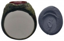 ROMAN RING with STONE.Circa 3th-4th century AD.AE Bronze.

Weight : 4.6 gr

Diameter : 19 mm